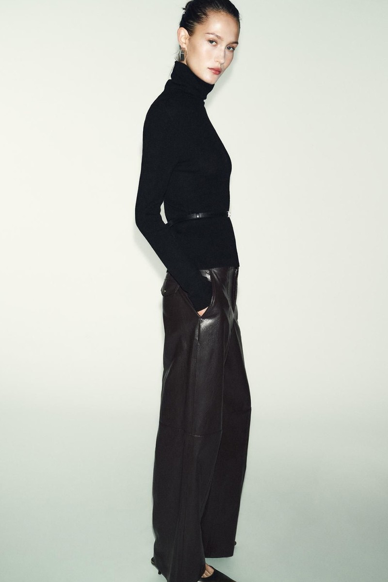 100% Wool High Neck Jumper With Belt