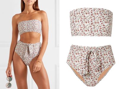 Lucy Tie-Front Floral-print Bandeau Bikini from Faithfull The Brand