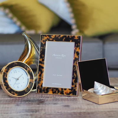 Tortoiseshell & Gold Alarm Clock from Addison Ross