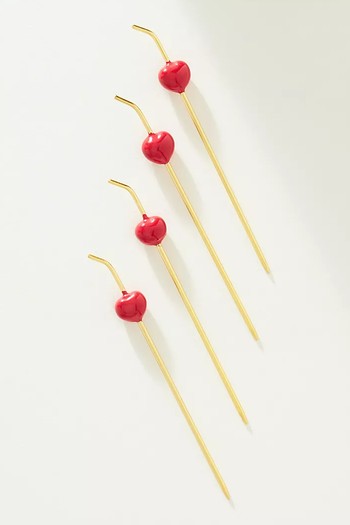 Cherry Garnish Stainless Steel Cocktail Sticks from Anthropologie 