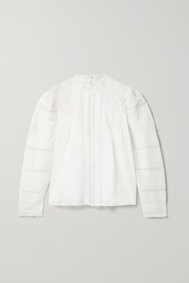 Amaya Crochet-Trimmed Pintucked Organic Cotton-Voile Blouse from DÔEN