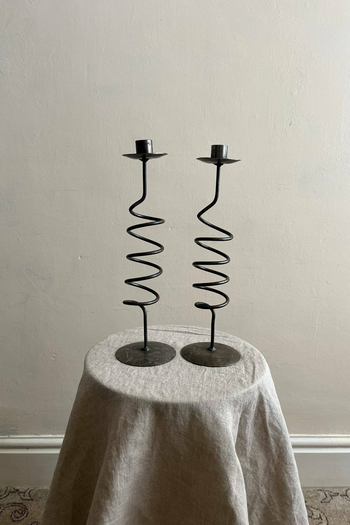 Vintage Wiggly Metal Spiral Candle Holders Pair from Vinterior 