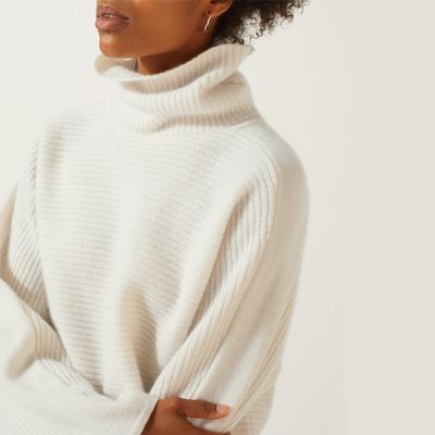 Ribbed Cashmere Jumper In White