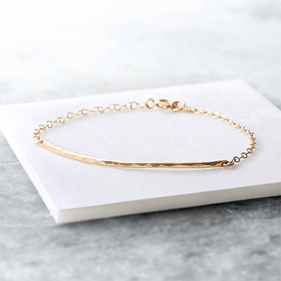 Curved Hammered Bar Bracelet from Minetta Jewellery