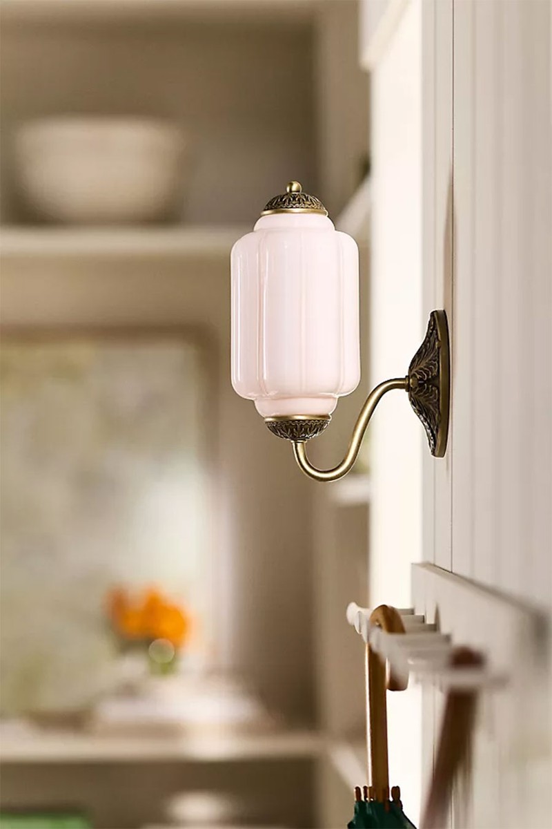 The Eloise Scallop Milk Glass Wall Light