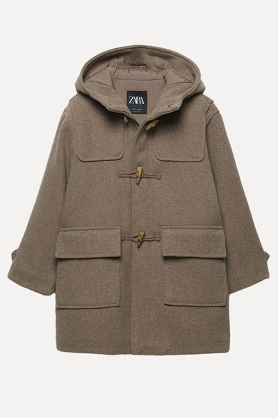 Wool Blend Duffle Coat from Zara