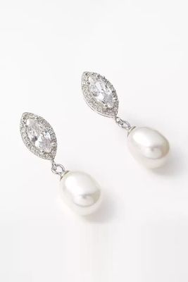 Freshwater Pearl & Marquise Cubic Zirconia Drop Earrings from Lido
