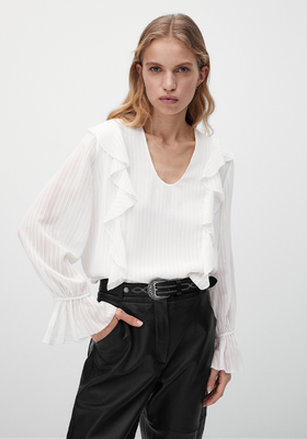 Ruffled Blouse With Devoré Texture from Massimo Dutti