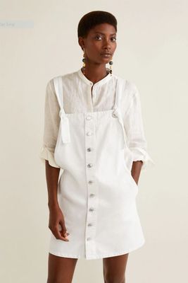 White Denim Pinafore Dress from Mango