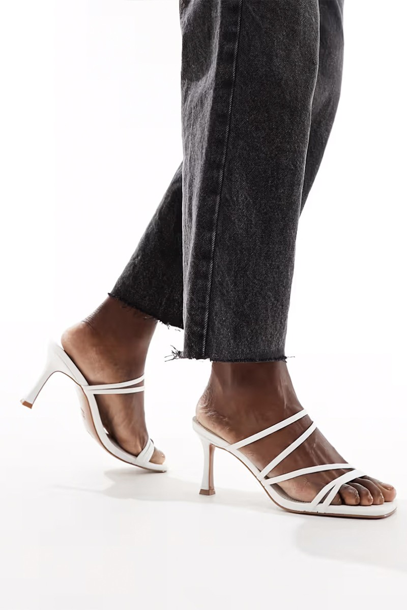 Wide Fit Hayes Strappy Mid Sandal Heeled Mules from asos design