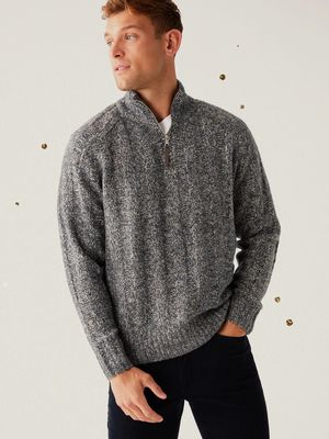 Ribbed High Neck Half Zip Jumper, £35 | M&S Collection
