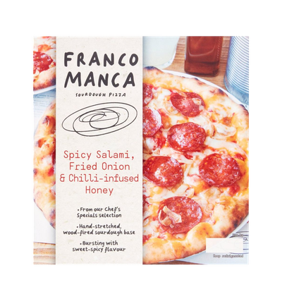 Spicy Salami & Hot Honey & Fried Onion Pizza from Franco Manca