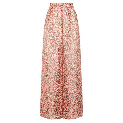Off White Floral Chiffon Wide Leg Trousers from New Look