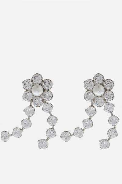 Calla Silver-Tone, Crystal and Faux Pearl Earrings from Shrimps