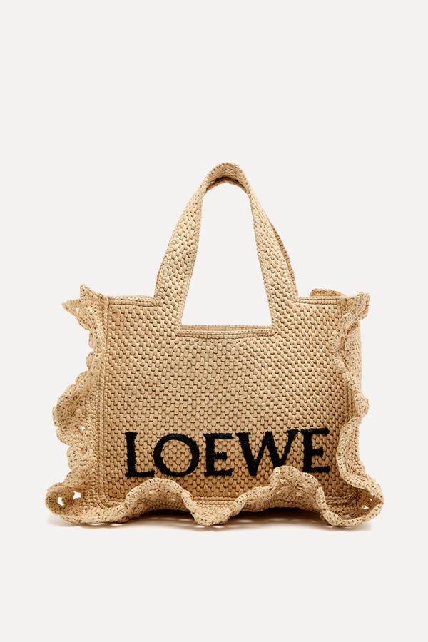Font Ruffled Raffia Tote Bag from LOEWE