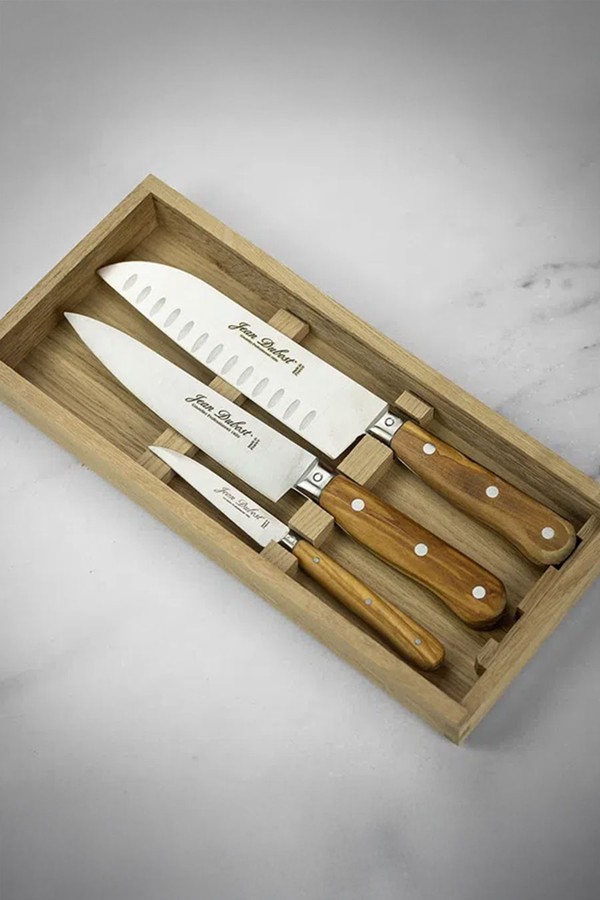 Set Of 3 1920 Kitchen Knives In Wood Box from Jean Dubost