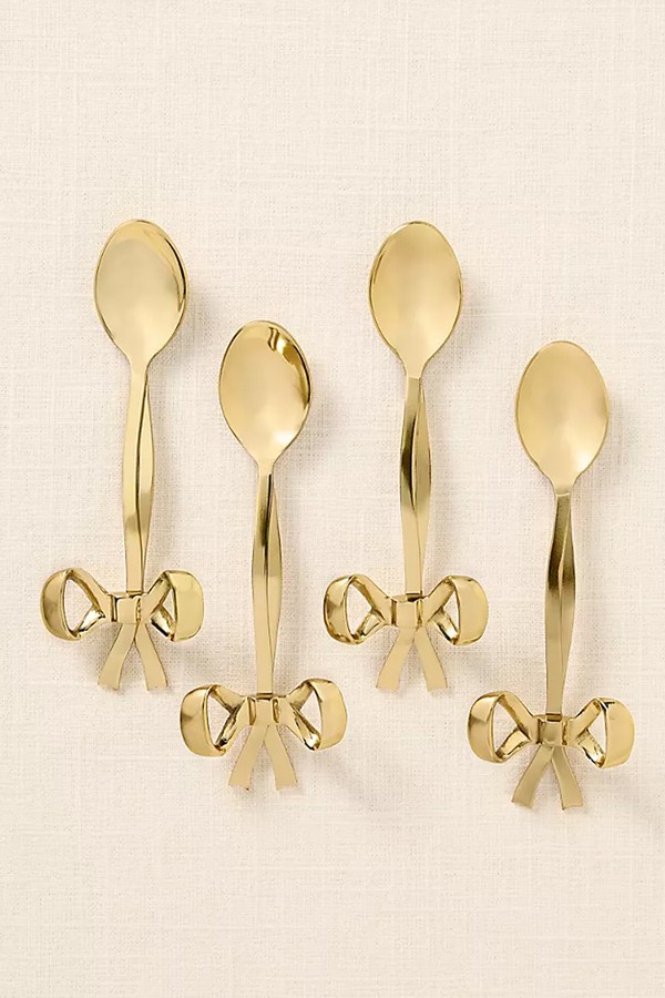 Set Of 4 Benedita Stainless Steel Bow Teaspoons from Anthropologie