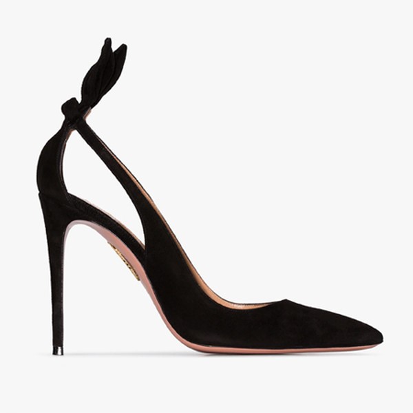 Black Deneuve 105 Suede Bow Pumps from Aquazzura