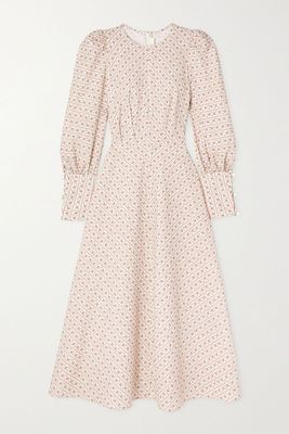 Angelica Button-Detailed Floral-Print Cotton-Poplin Midi Dress from Anna Mason