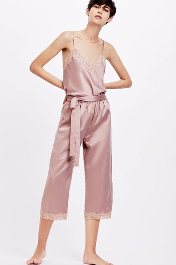 Satin Capri Trousers With Micro Lace from Oysho