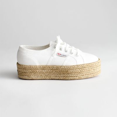 Cotrope Espadrille Flatform Trainers In White from Superga