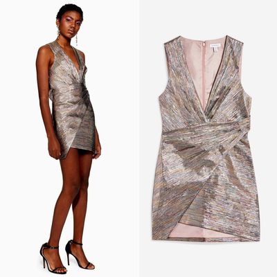 Rainbow Metallic Wrap Dress