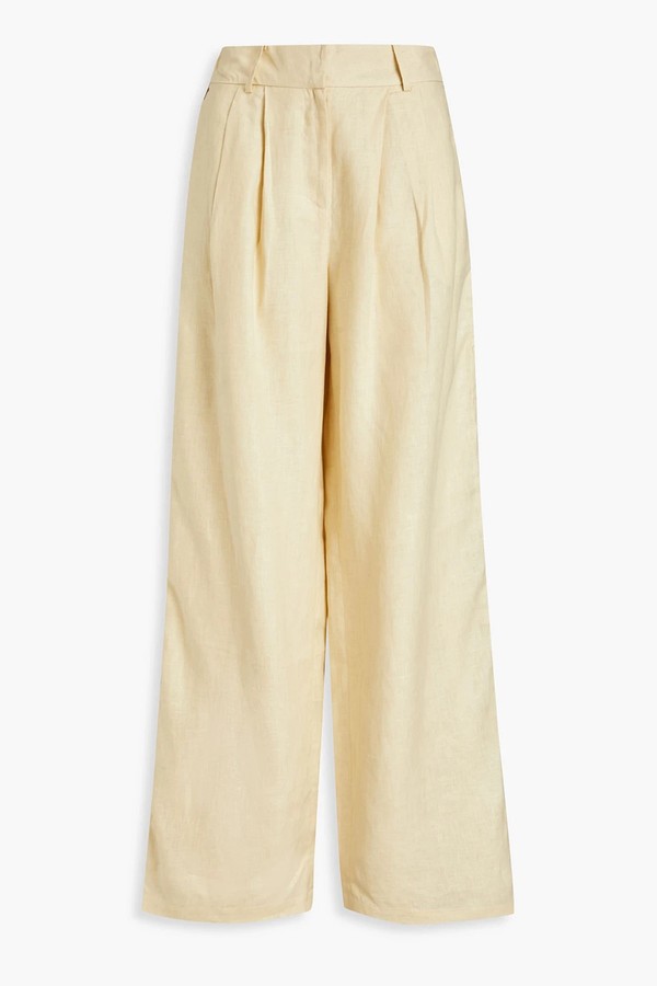 Striped Linen Wide-Leg Pants from Leo Lin