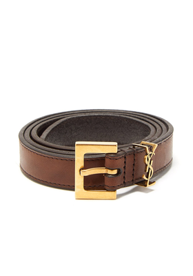Logo-Plaque Leather Belt from Saint Laurent