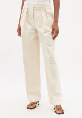  Igor Double-Pleat Cotton-Blend Wide-Leg Trousers from The Row