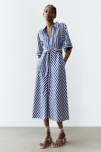 Striped Linen Blend Dress