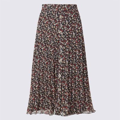 Floral Print Pleated Skirt