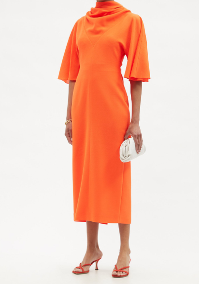 Cowl-Neck Tie-Back Wool-Crepe Midi Dress, £712 (was £1,295)