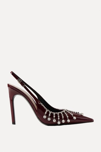 Crystal-Embellished Patent-Leather Slingback Pumps from GUCCI