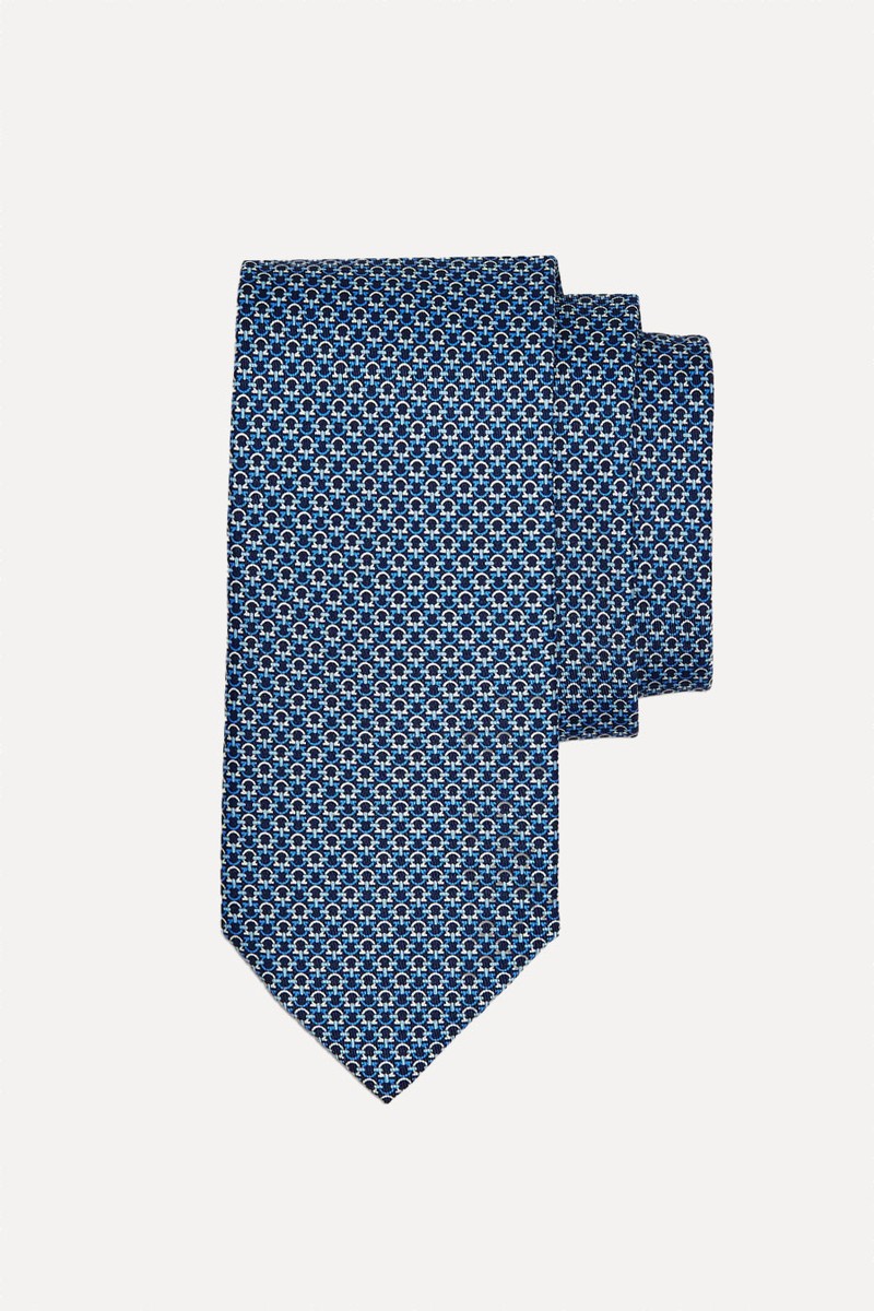 Gancini Print Silk Tie from Ferragamo