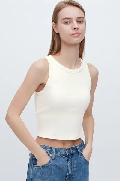 RIBBED CROPPED SLEEVELESS BRA TOP from Uniqlo