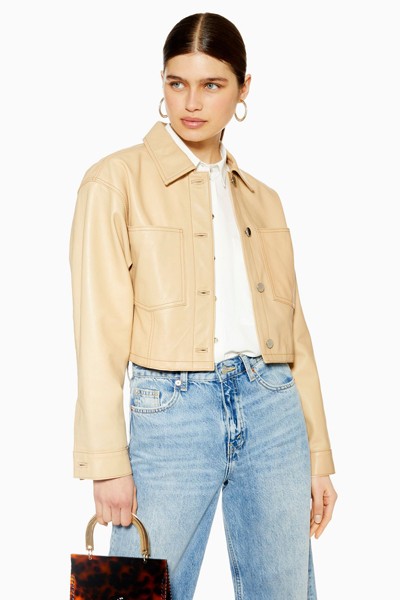 Cropped Western Leather Jacket