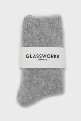 Pale Grey Angora Smooth Socks from Glassworks