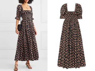 Sol Shirred Floral-Print Cotton-Voile Maxi Dress 