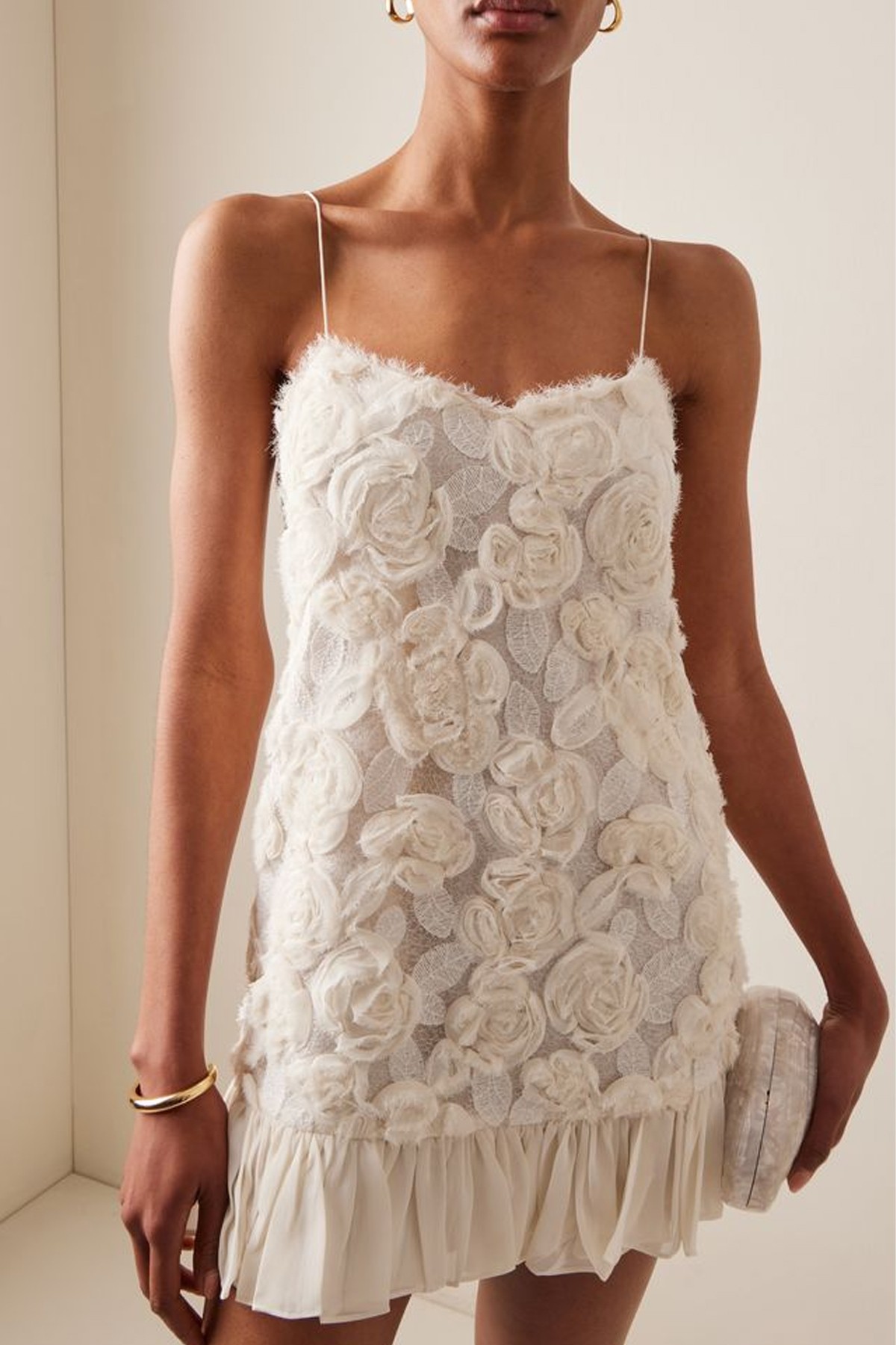 Blanc Rosette-Detailed Georgette Mini Dress from Alexis