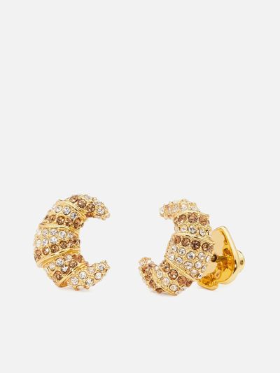 New York Croissant Gold-Tone and Crystal Studs