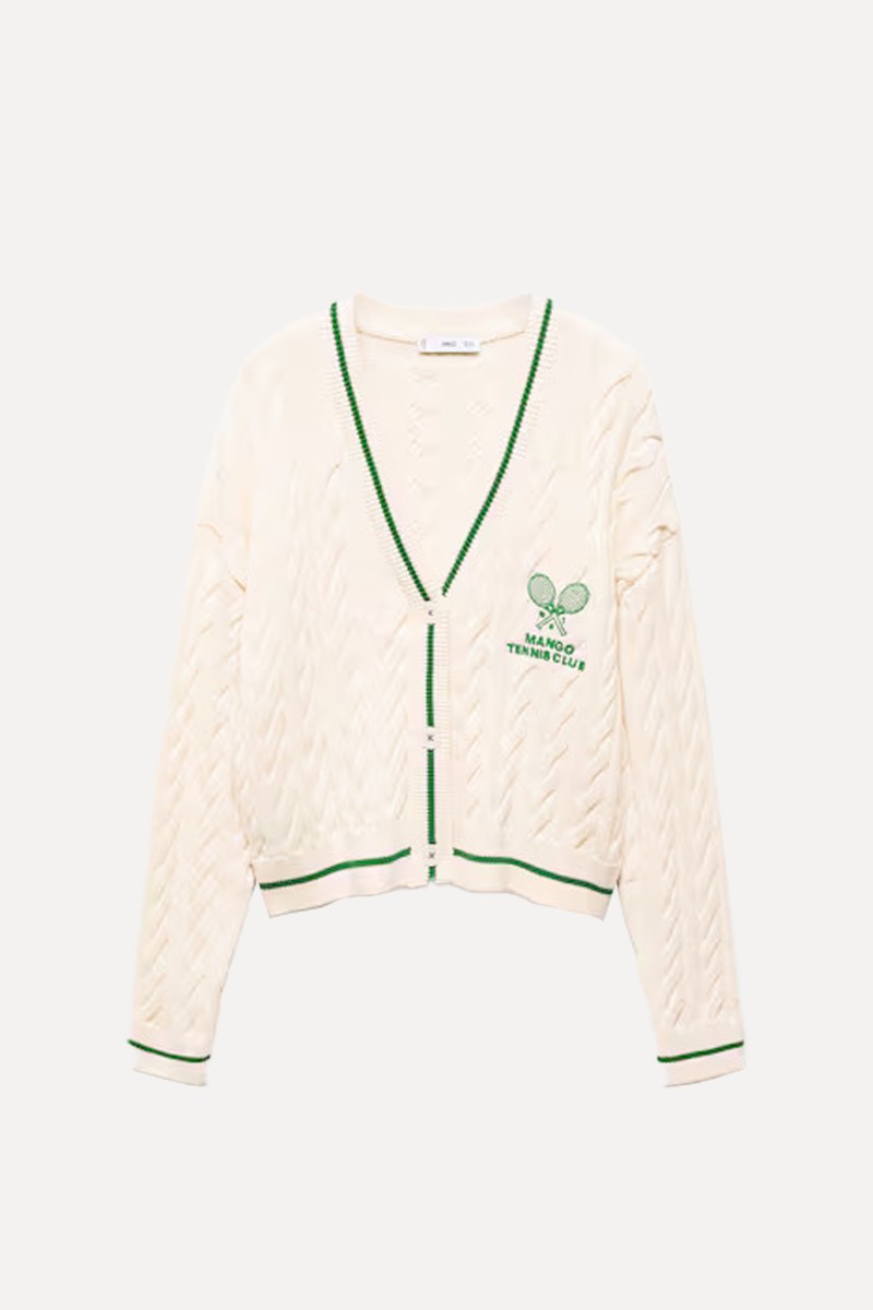 Contrast-Detail Braided Cardigan from Mango