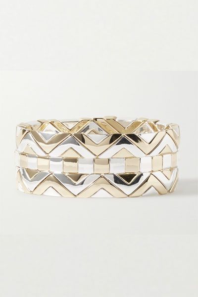 Raise The Bar Set Of Three Gold & Silver-Tone Bracelets from Roxanne Assoulin