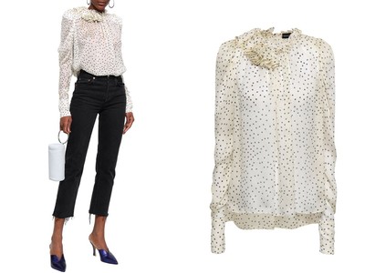 Ruffled Polka-Dot Silk-Chiffon Blouse from Magda Butrym