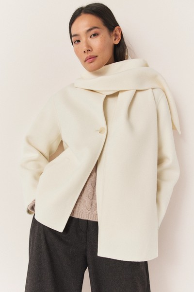 Double Faced Wool Short Scarf Coat from The White Company