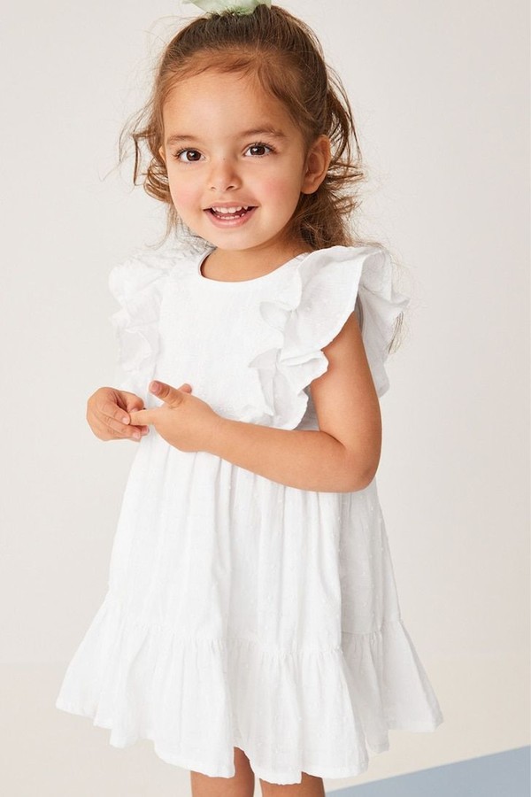 Jersey Woven Mix Embroidered Dress from Next