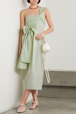 Valentina One-Shoulder Bow-Detailed Cotton-Poplin Dress from Cecilie Bahnsen