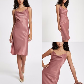 Pink Cowl Neck Slip Dress