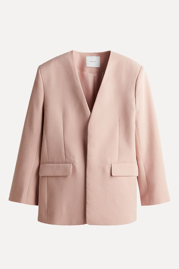 Collarless Twill Blazer from H&M