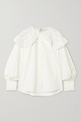 Broderie Anglaise Cotton-Poplin Blouse from Sea