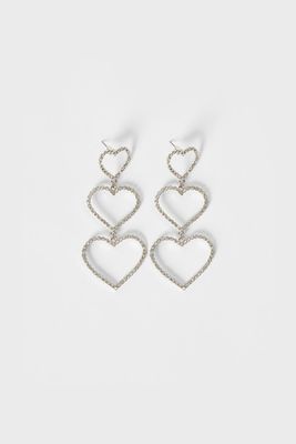 Rhinestone Heart Cascade Earrings from Bershka